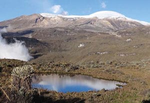 Retreating glacier tongues on Kumanday/El Ruiz Nevado