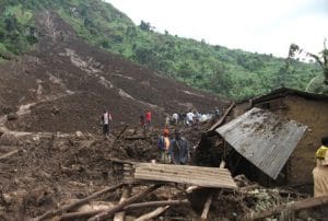 Landslide disaster in Nametsi village in Bududa; over 300 lives were lost in 2010.