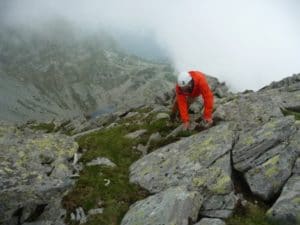 Botanist resurveying Vârful Custura in the Carpathian mountains in Romania in 2014. Photo: Anita Jost, Switzerland.
