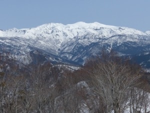 Mt. Hakusan (2,702 m), 45 km south-south-east of Kanazawa