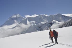 Surveying the attitudinal profile of Rikha Samba glacier using dGPS. (Photo: Tika Gurung/ICIMOD)